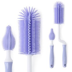 Pognae ML แปรงล้างขวดนม ซิลิโคน เซ็ตงอม่วง (MLB100-03)