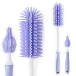 Pognae ML แปรงล้างขวดนม ซิลิโคน เซ็ตตรงม่วง (MLB100-06)