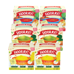 HOORAY! 6m ข้าวโพด2+ไก่และผัก2+ซุปผักรวม2  140g.x6