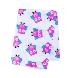 Shawn's Baby ผ้าอ้อมสาลู เกรดเอ ลายการ์ตูนรูปนกฮูก สีชมพู