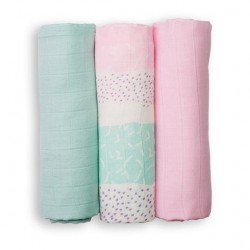 Lulujo 3-pack Bamboo Mini Muslin Cloth - Pink Spotted Stripe