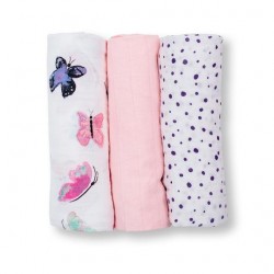 Lulujo  3-Pack Cotton Mini Muslin Cloths - Butterfly