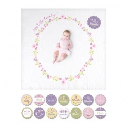 Lulujo Baby’s First Year Cotton Muslin Swaddle &  14 Cards Set - Isn't she Lovely 