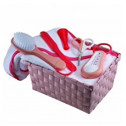 Beaba ชุดตระกร้า ผ้าเช็ดตัว หวี กรรไกรตัดเล็บ เทอร์โมมิเตอร์ สีชมพู