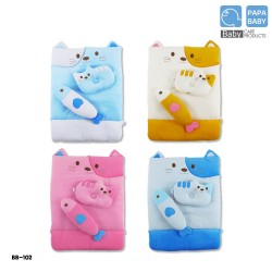 PAPA BABY ที่นอนเด็กปิคนิคผ้าขนหนูหน้าแมวหมอนข้างปลา ขนาด 64x90x6 cm. รุ่น BB-102