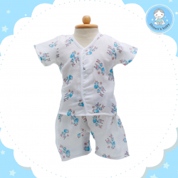 Shawn's Baby Short Shirt with Short Pants Giraffe Cartoon Blue (size M)