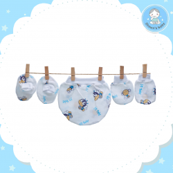 Shawn's Baby Baby Hat,Glove,Sock Bee Cartoon (Blue)