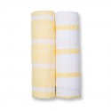 Lulujo 2 Pack Cotton Muslin Swaddles - Yellow Stripes