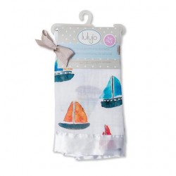 Lulujo 2-Pack Cotton Muslin Security Blankets -  Sailboats