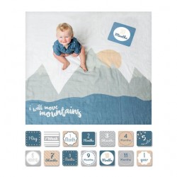 Lulujo Baby’s First Year Cotton Muslin Swaddle &  14 Cards Set - I Will Move Mountain