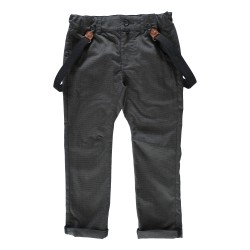 Me and Henry Black Dogtooth Pants With Braces (Older Kids)