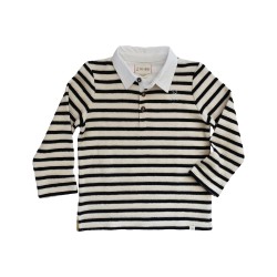 Me and Henry Black Cream Striped Rugby Top